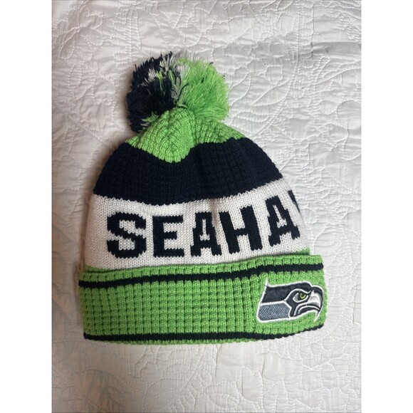 Other - Seattle Seahawks Knit Pom Beanie Hat Sherpa Lined by New Era – Green/Blue/White